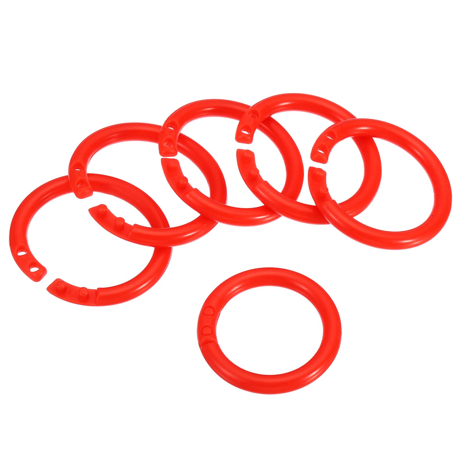 PATIKIL 1.1" OD 0.8" ID Loose Leaf Rings, 50 Pack Binder Ring Plastic for Book DIY Scrapbook Notebook Photo Album, Red