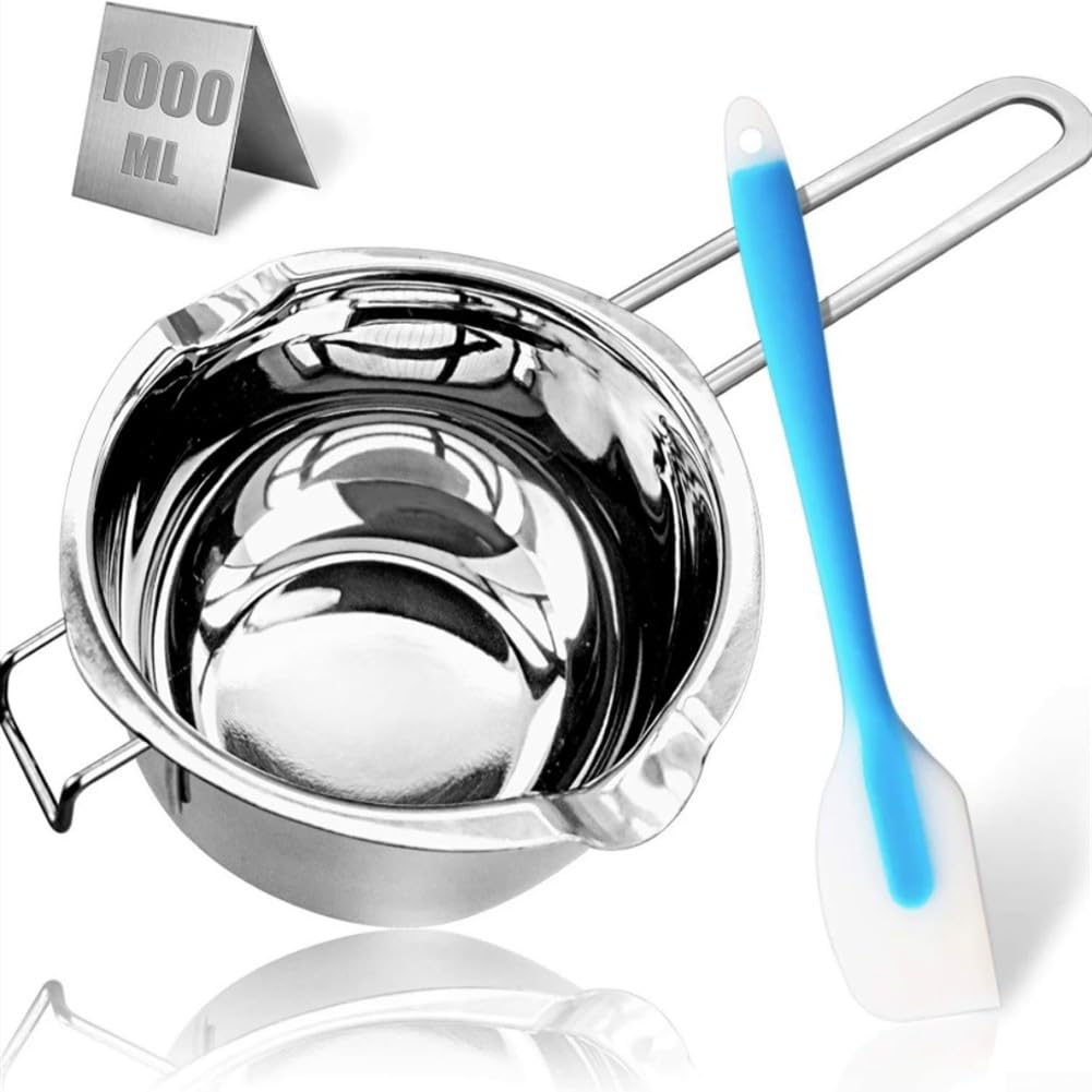 Vielseitiges Schokoladen-Schmelztopf-Set, 1000 ml 304 Edelstahl, Doppelkesseltopf mit Spatel zum Schmelzen von Schokolade, Butter, Wachs zu Hause