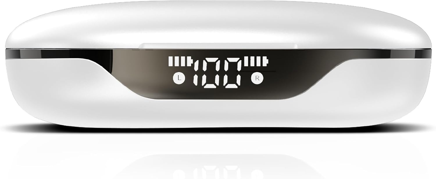 Close-up of the RCA Wave-88 charging case LED display