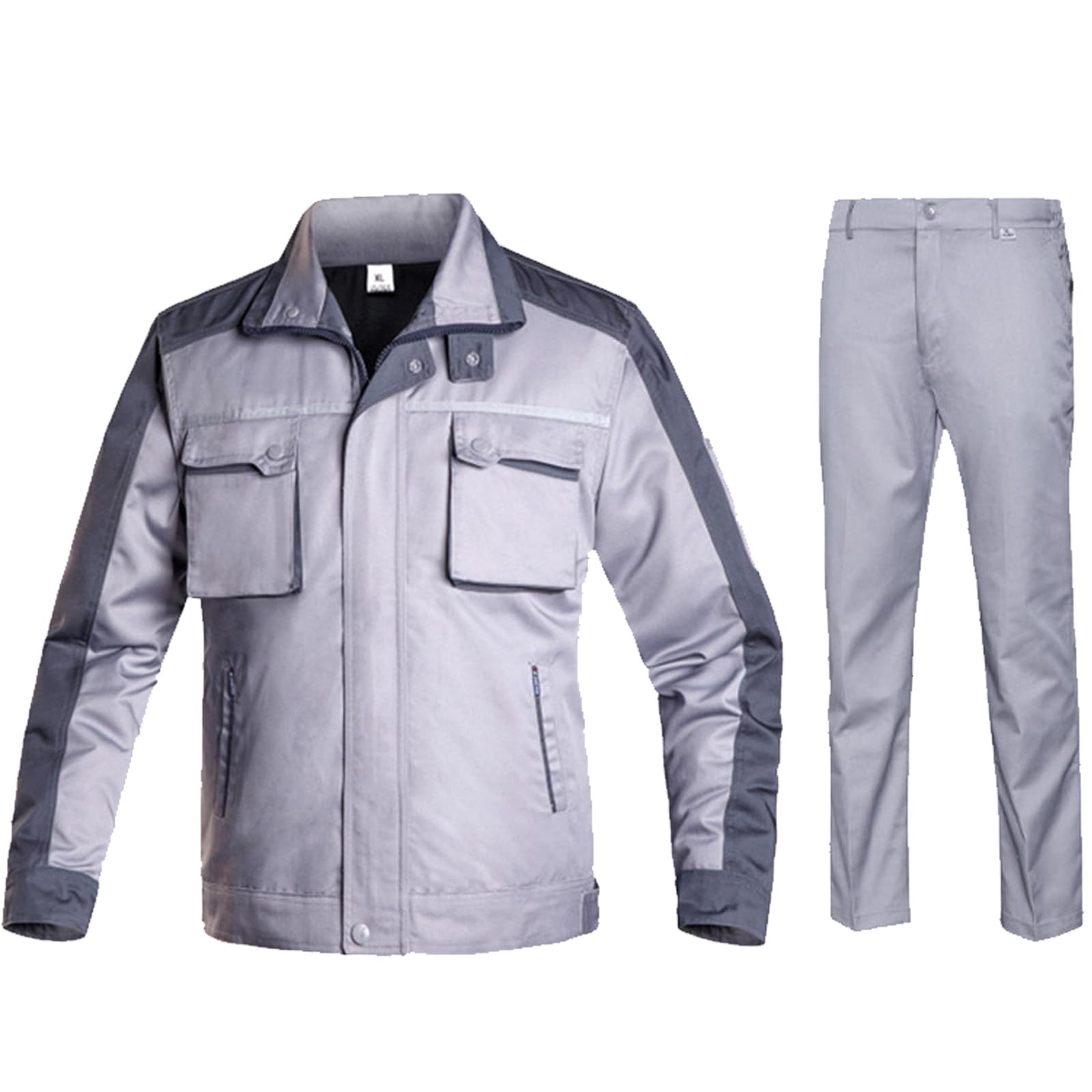 Combinaison À Manches Longues Zip-Front Coton Salopette Vêtements De Travail Veste & Pantalon Costume Avec Multi Poches