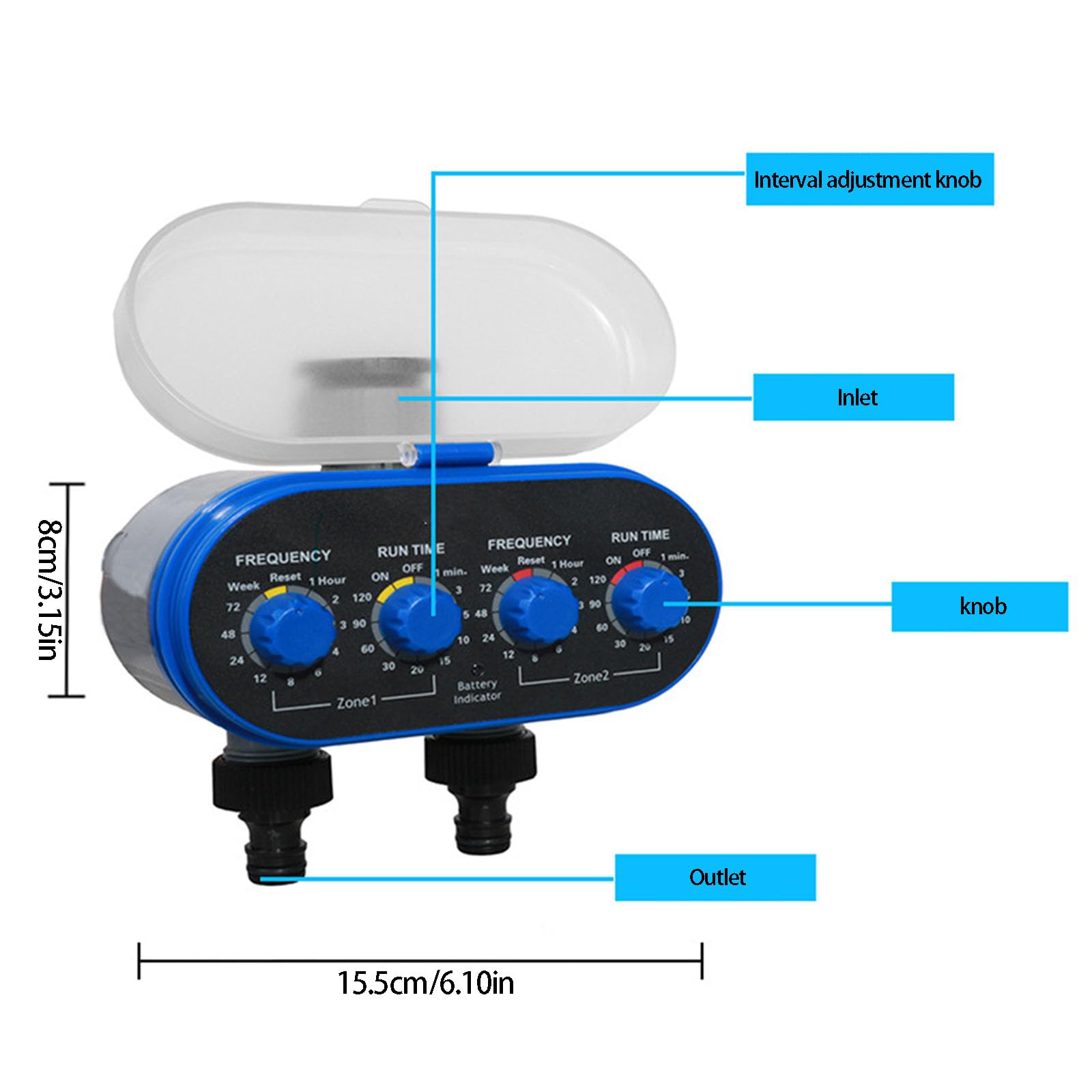 Gestione irrigazione avanzata a 2 sezioni Controllo liquido funziona con tubi da mezzo pollice da tre quarti di pollice Timer di irrigazione programmabile