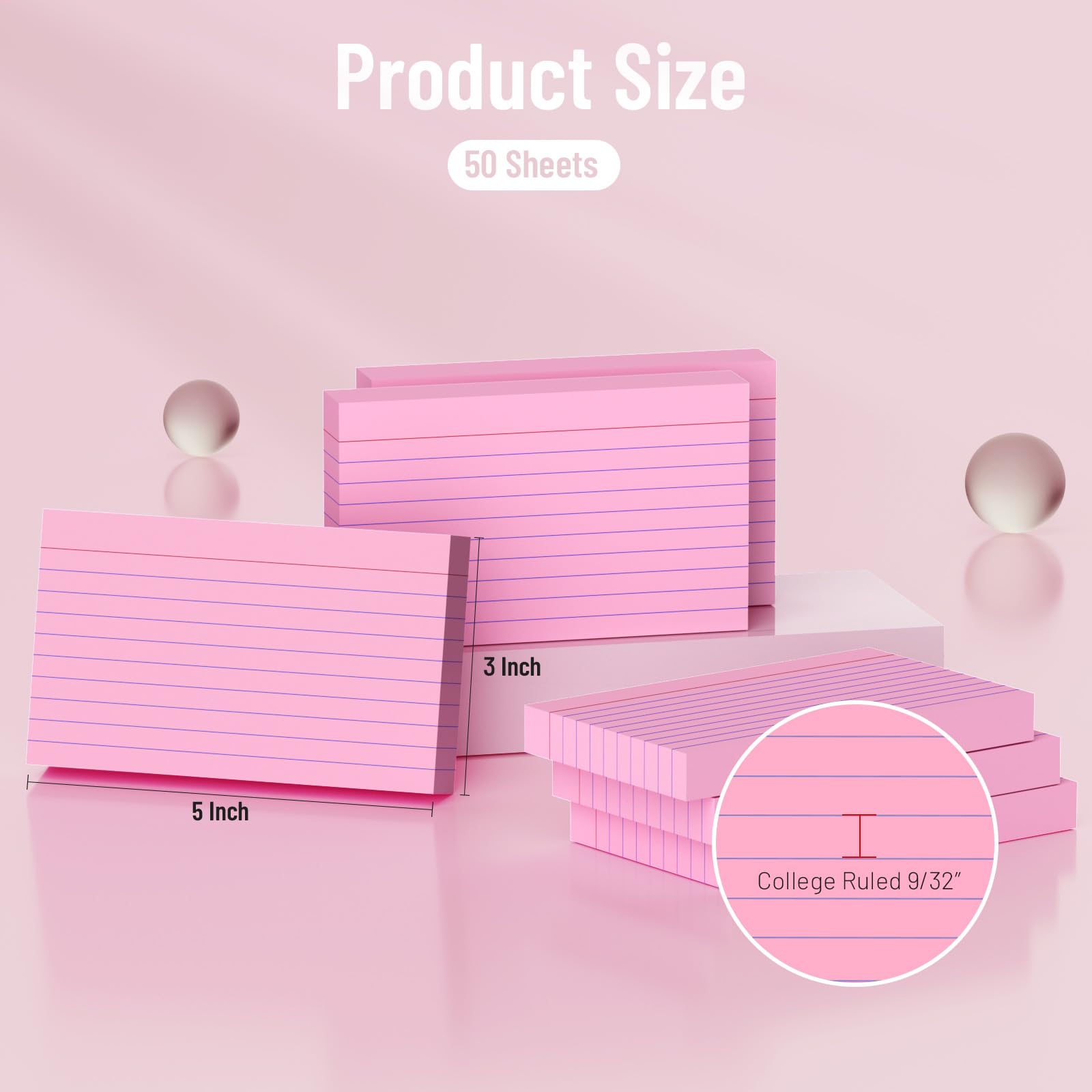 Snapklik.com : 500 Count Index Cards 3x5 Inch Colored Ruled Lined ...