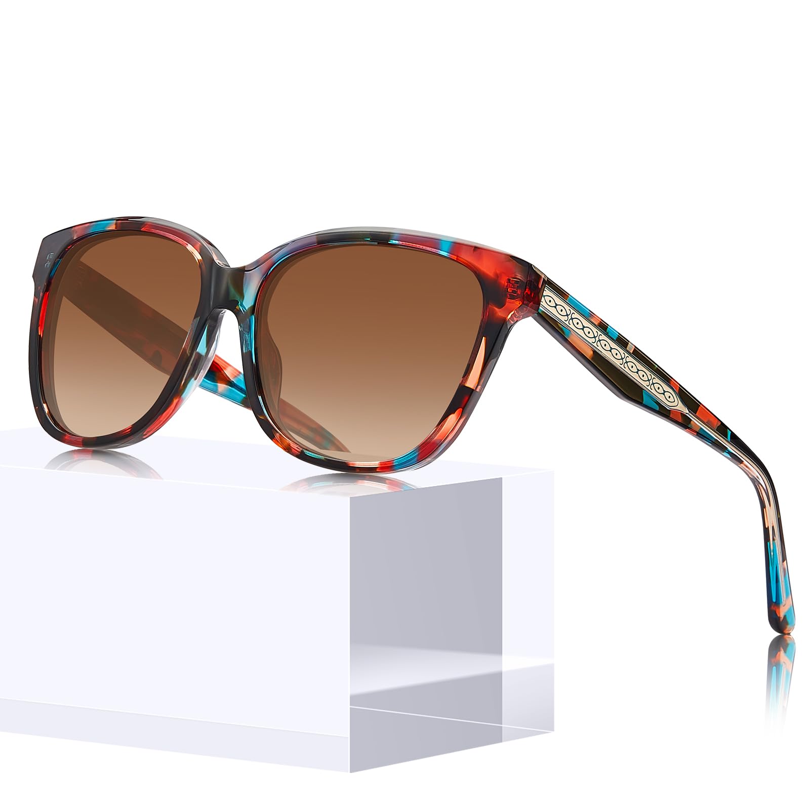 CARFIA Cateye Polarisierte Sonnenbrille Damen UV400 Schutz Retro Mode Brille mit Handgefertigtem Acetatrahmen für Outdoor-Lifestyle CA5601 | Retro Fashion Oversized Chunky Damenbrille mit handgefertigtem Acetat-Rahmen für Outdoor-Lifestyle