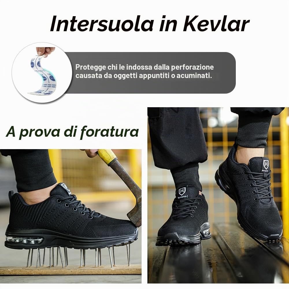 Scarpe Antinfortunistiche Uomo Donna Leggere e Comode Scarpe da Lavoro con Punta in Acciaio Sportive Scarpe da Cantiere Antiscivolo Traspiranti