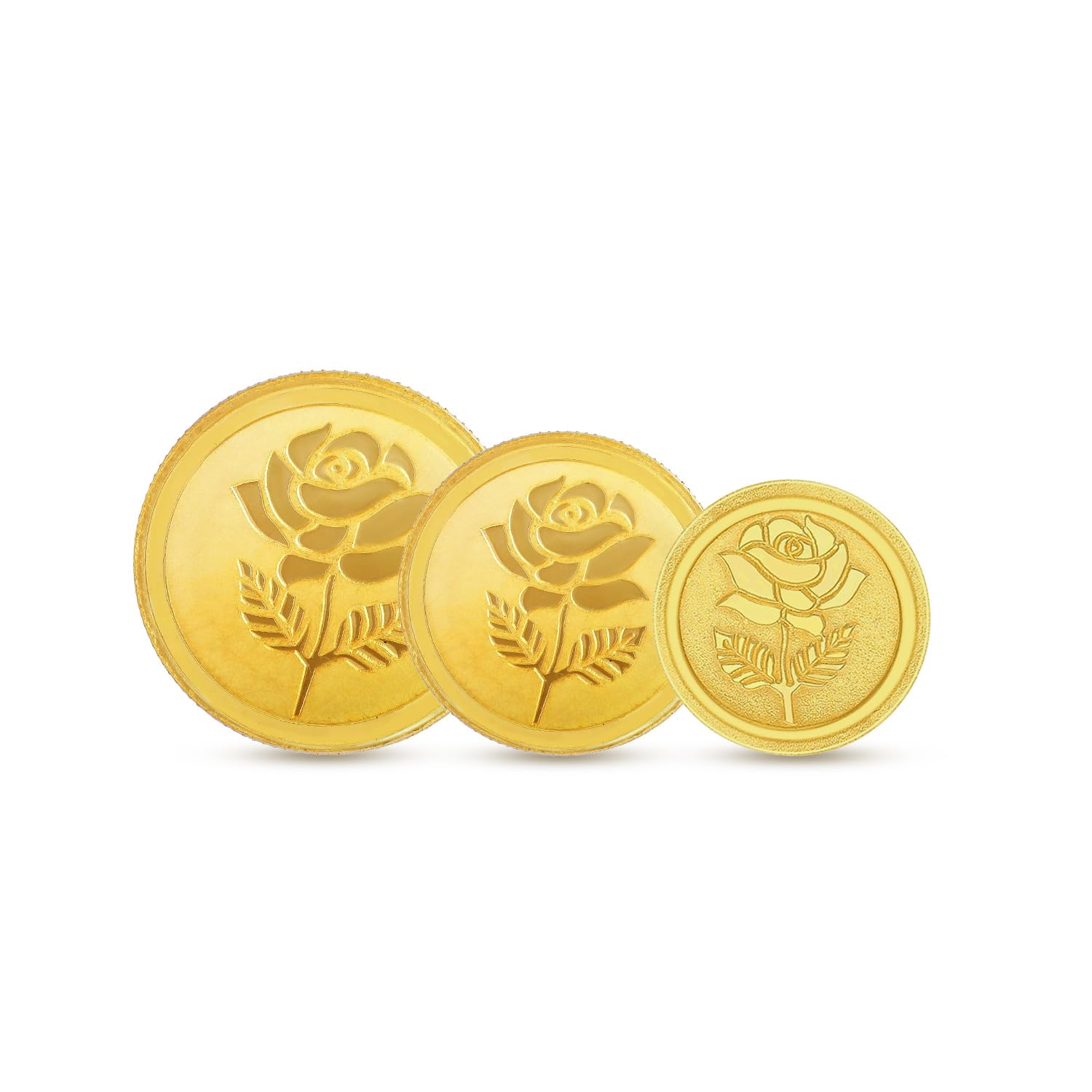 Gold Coin 24K (999 Purity) 3.5 grams | 24 kt Gold Coin/Bar/Bullion | Set of 3 (0.5g + 1g + 2g) | Rose Impression | Combo Coins