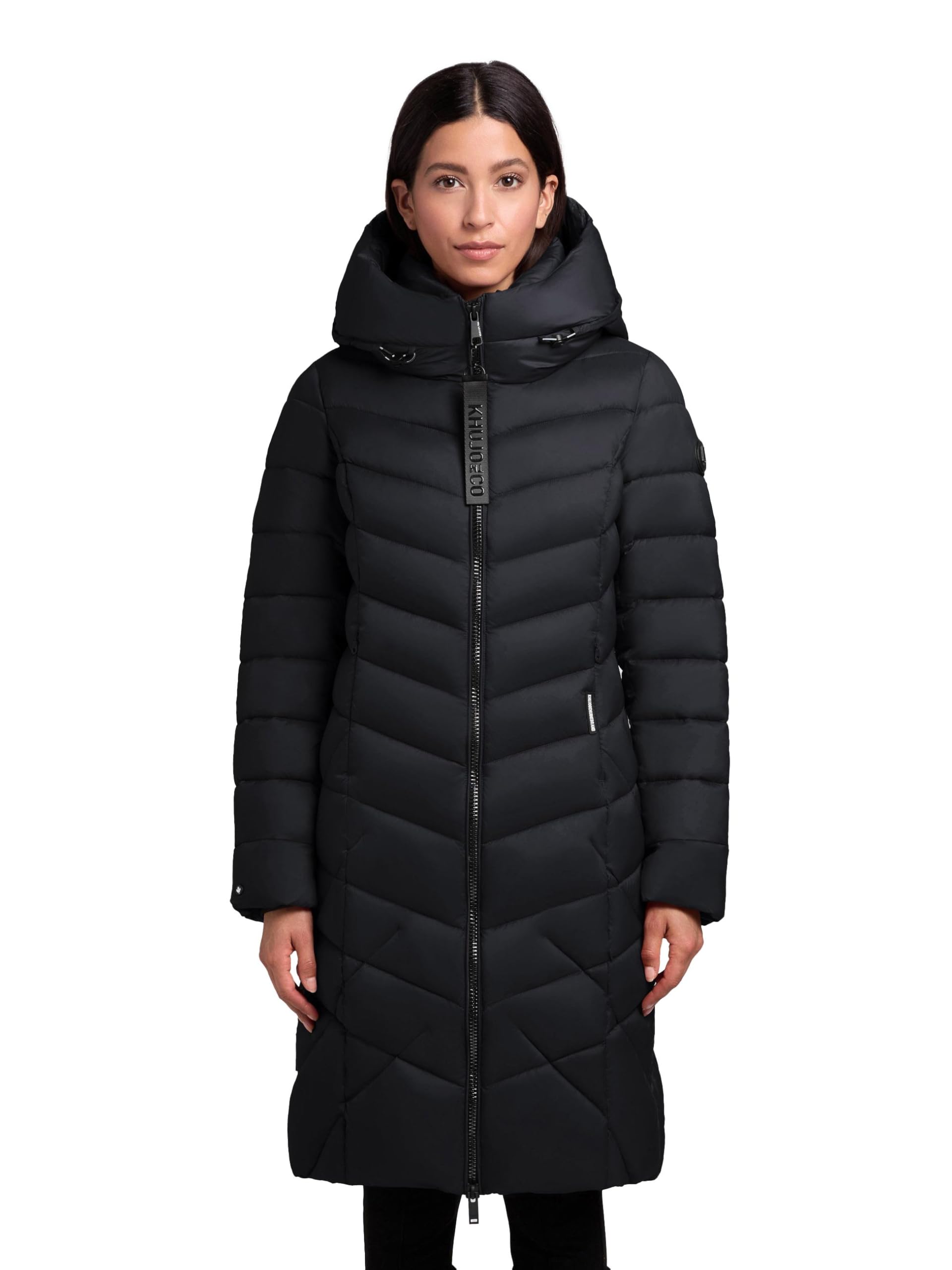 khujo Damen Langer Wintermantel warmer Steppmantel mit Schlüsselanhängerund verstellbarer Kapuze Odana3-YM XS-XXL