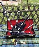Scottish Bagpipes Black Finish with Silver Plain Mounts Highland Bagpipe Free Tutor Book, Hard Case