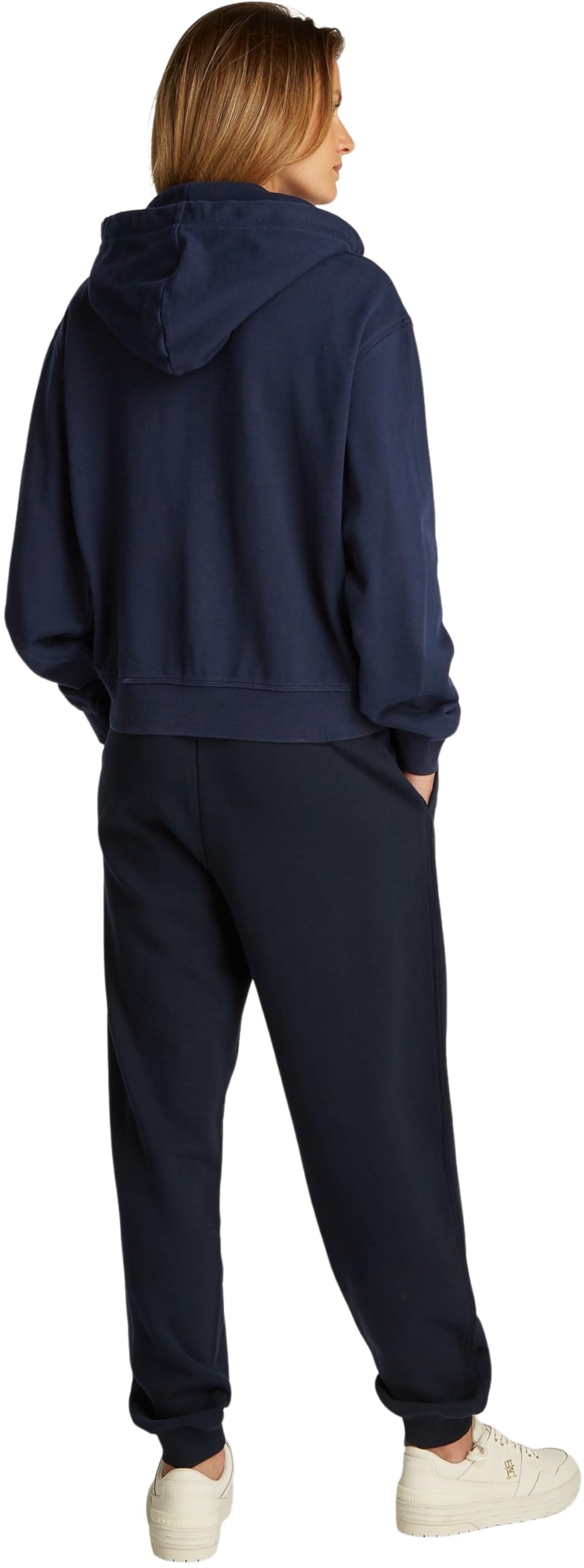 Tommy Hilfiger Damska bluza z kapturem REG Script Zip WW0WW44632, Niebieski (Dark Night Navy), M