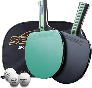 Senston 5-Ply Ping Pong Paddles Set - Table Tennis Rackets with Ergonomic Grip, Carry Bag & Balls for Beginners & Pros