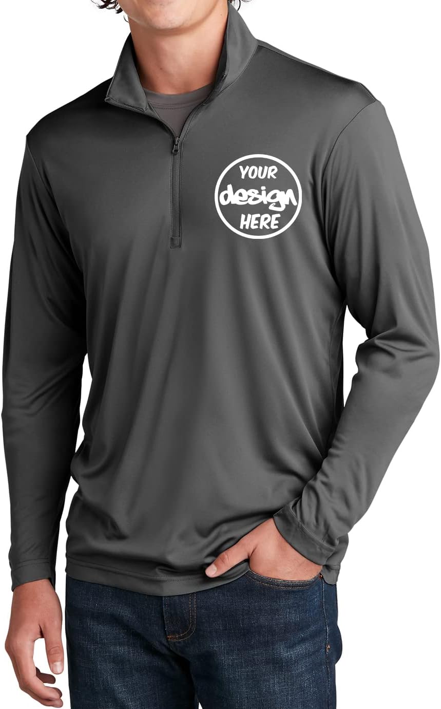 INK STITCH Men St357 Custom Embroidery Personalized Add Your Logo Texts Posicharge Competitor Quarter Zip