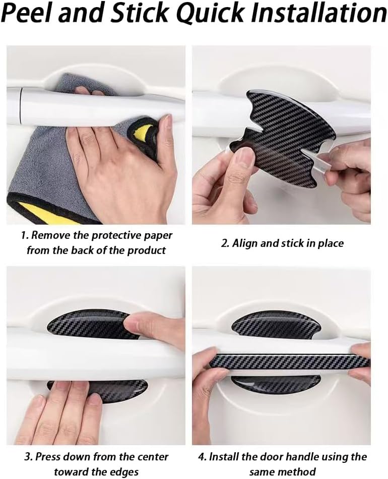 Durable Car Door Handle Protector for Ford Escape 2020-2025, Carbon Fiber Texture Door Cup Protector, Scratch-Resistant Impact-Resistant, Self-Adhesive, 8 Piece