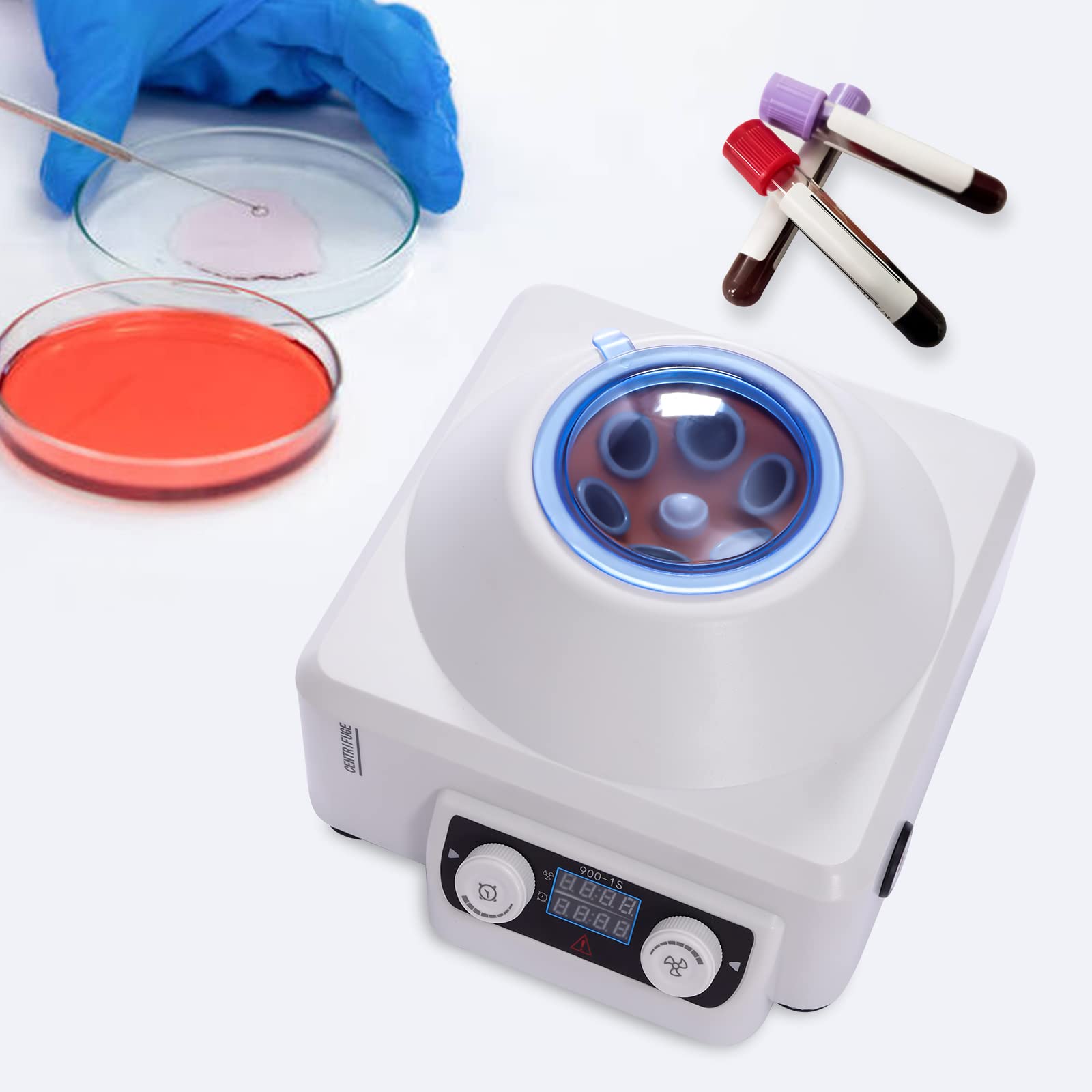 Centrífuga de laboratorio, centrífuga de mesa con 10 ml*6 rotores, centrífuga portátil de laboratorio 2086 xg, 220 V control de tiempo 4000 rpm para medicina, hospitales