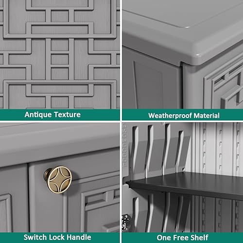 Miniatura 6 de KINYING Armario de almacenamiento para exteriores, impermeable, caja de cubierta de resina de 62 galones para cojines de muebles de patio,