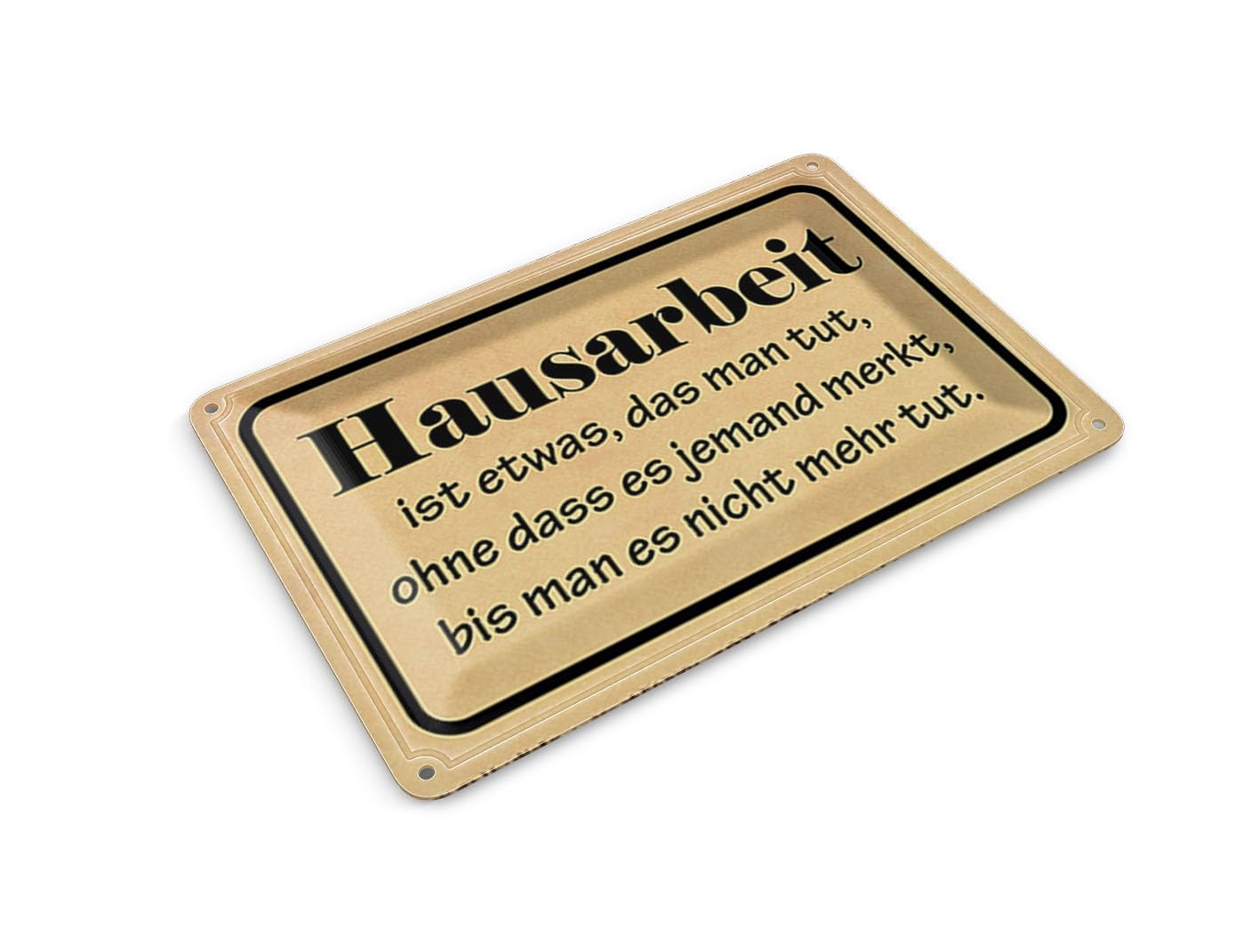 Femer Tin Postcard with German Text "Hausarbeit ist etwas das man tut" [Hausarbeit ist etwas das man tut] [