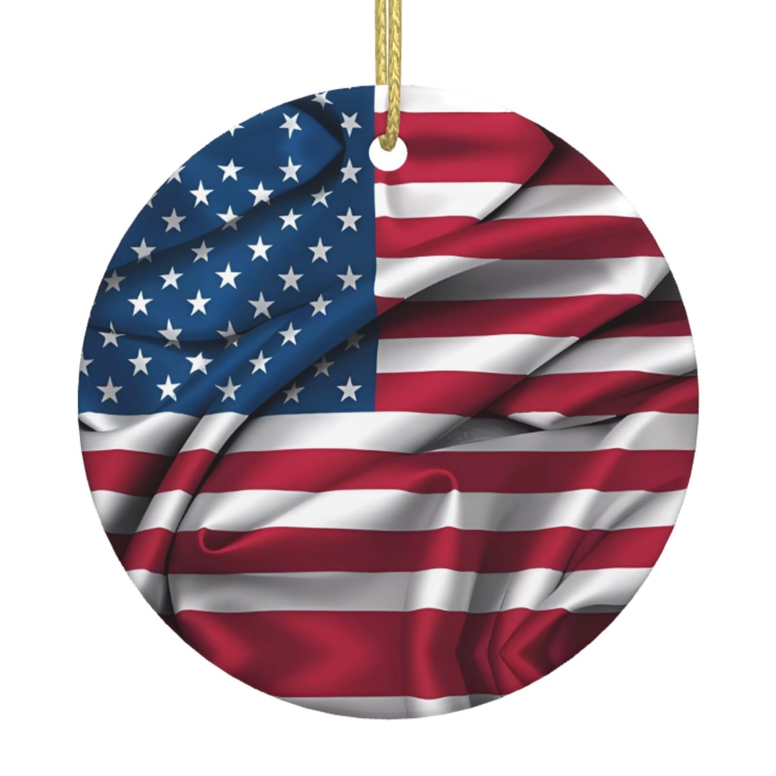 American Flag Printed Christmas Tree Ceramic Ornaments Holiday Decoration Christmas Unique Pendant for Christmas Party