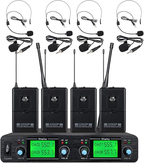 Tbaxo Wireless Microphone System 4 Headset & 4 Lavalier
