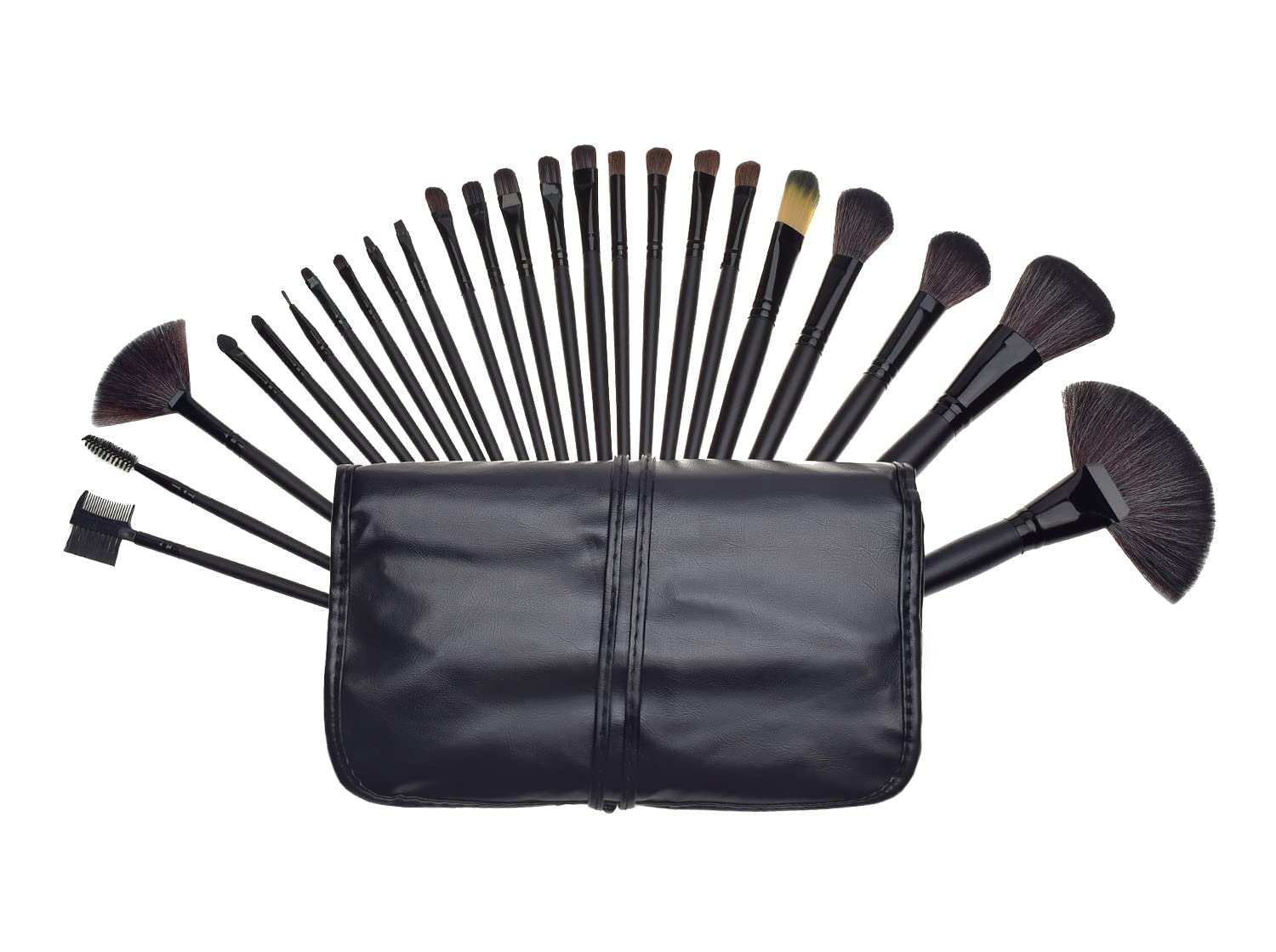 KANCAI Brochas de Maquillaje 24 Pcs Profesional Pinceles Maquillaje Kit,Sets de Brochas Para Maquillaje de Ojos Rubor Contorno de los Labios Corrector Brochas Cosméticas + Bolso Negro