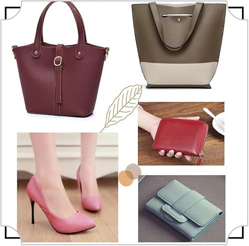 Miniatura 6 de JINR - Hojas de piel sintética de lichi de color sólido, 1 rollo de 12 x 53 pulgadas, adecuadas para aretes de cuero, lazos, bolsos, costura,