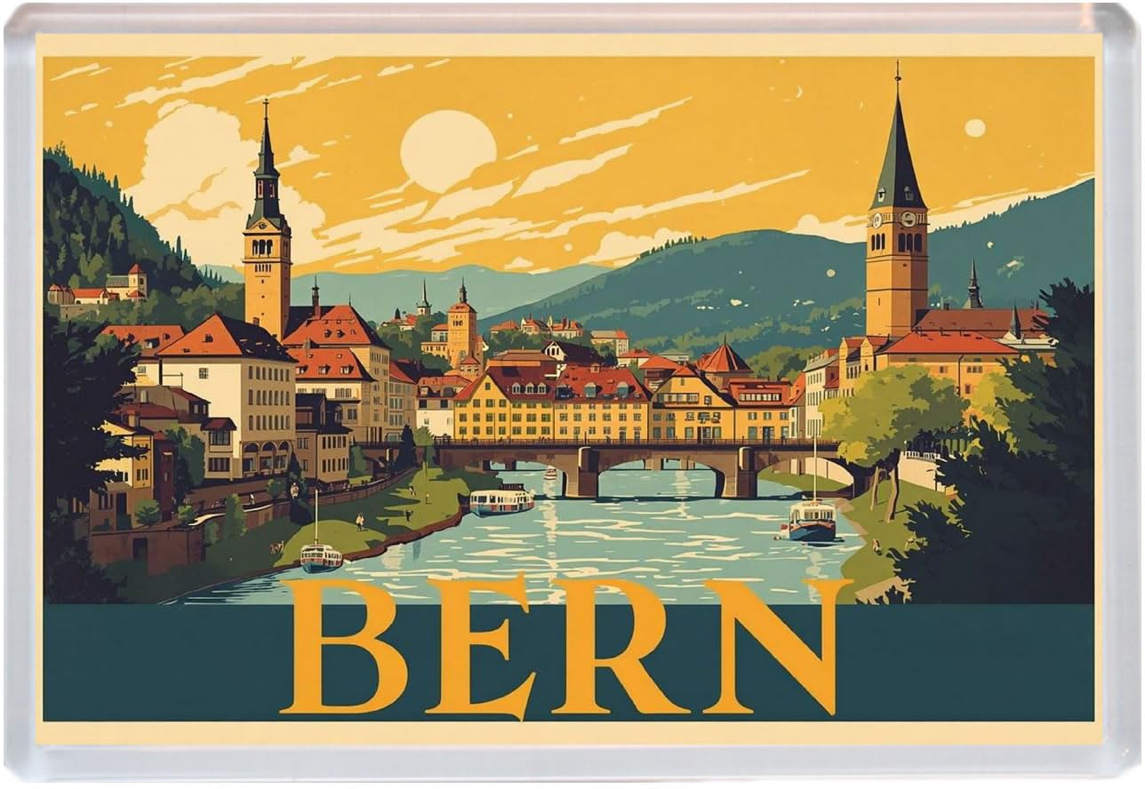 Baked Bean Store Multicolor Bern - Switzerland - Jumbo Artistic Fridge Magnet 96 X 67Mm Bbsfhm3073