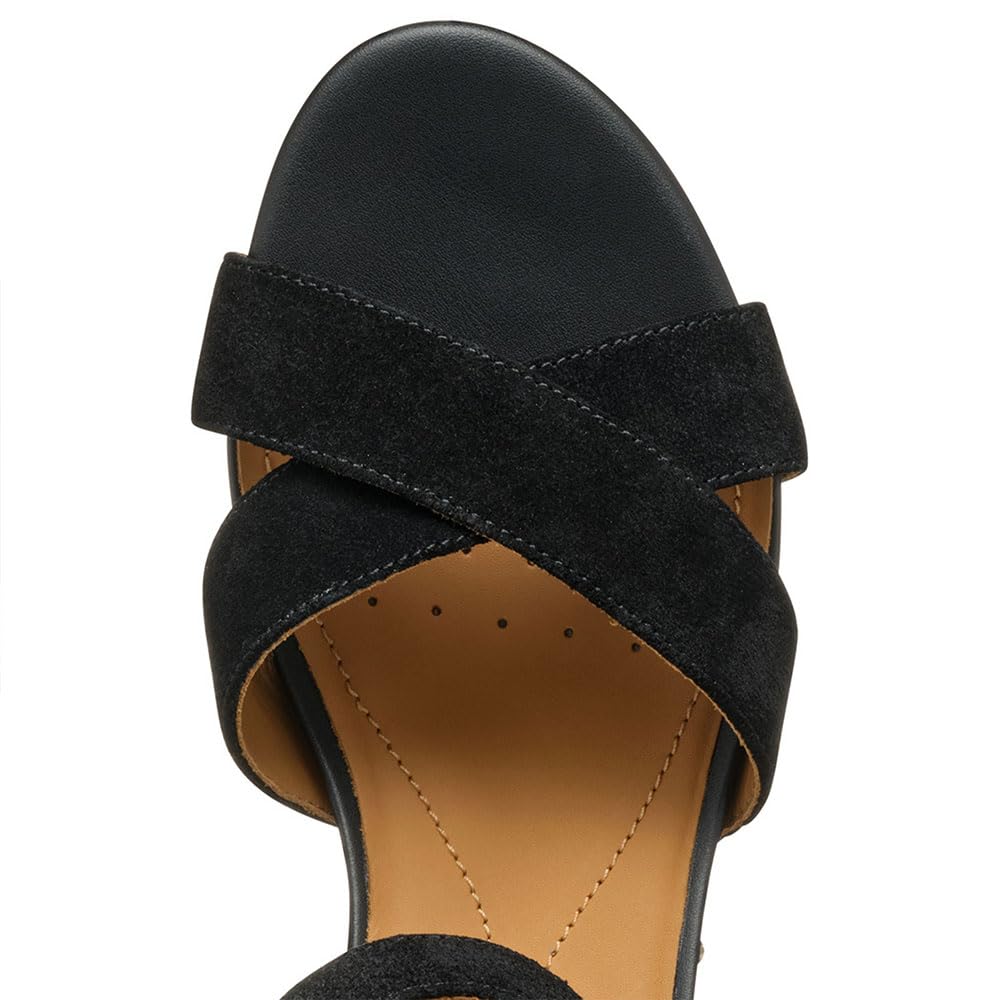 Geox D Ischia Corda B, Sandalo con Zeppa Donna, Black, 38.5 EU