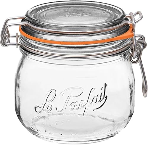 Miniatura 6 de Le Parfait Super Jars Tarros de vidrio para conservas estilo francés, de boca ancha, con cuerpo redondeado, tapas de vidrio y sellos de hule