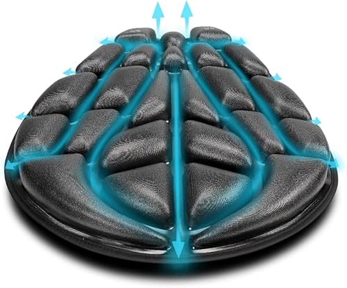 Miniatura 2 de JEMIA Cojín de aire para motocicleta con alivio de presión, ajuste universal con material de TPU negro impermeable para sillines Cruiser Touring