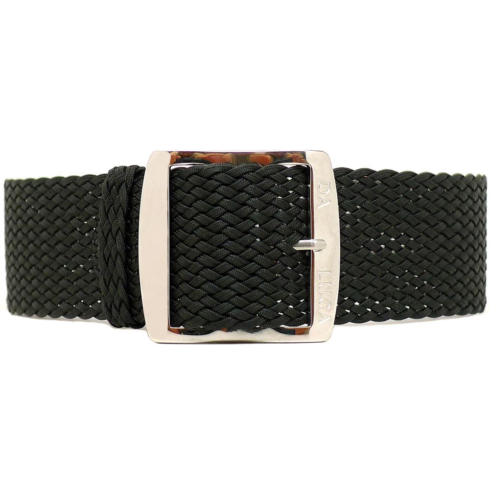 daluca geflochten Nylon Uhrenarmband Perlon-– Schwarz (poliert Schnalle): 22 mm