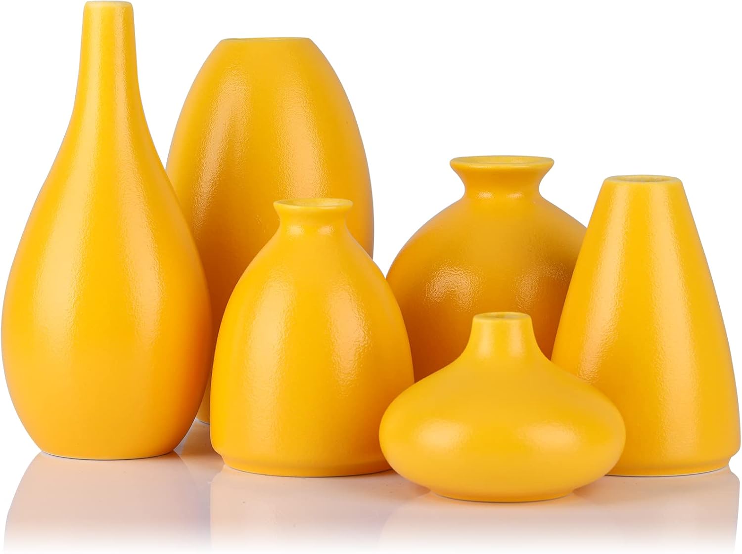 LCCCK Yellow Tiny vases for Flowers Set 6 Yellow Small vases for