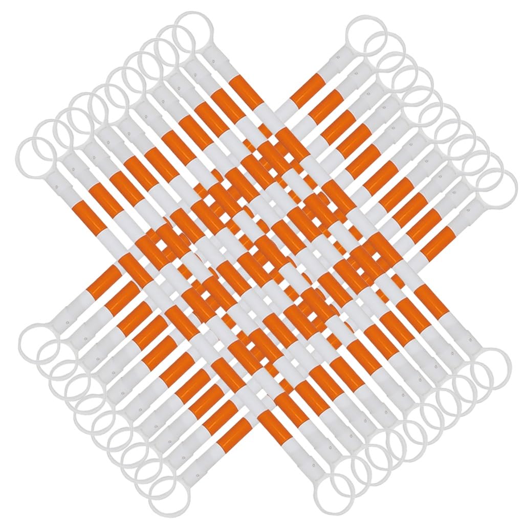 SGKOMN 12 Packs 5.2-9.8 Ft Adjustable Traffic Cone Bar, Retractable Safety Barrier for Road Construction, Work Zones, Events - Expandable Safety Caution Tape, Orange and White-20pcs