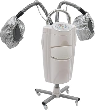 Salon Hair Steamer, Professional O3 Ozone Micro Mist Hairdressing Care Hood with 2 Evaporation Caps, Temperature & Time Adjustable, with Wheels