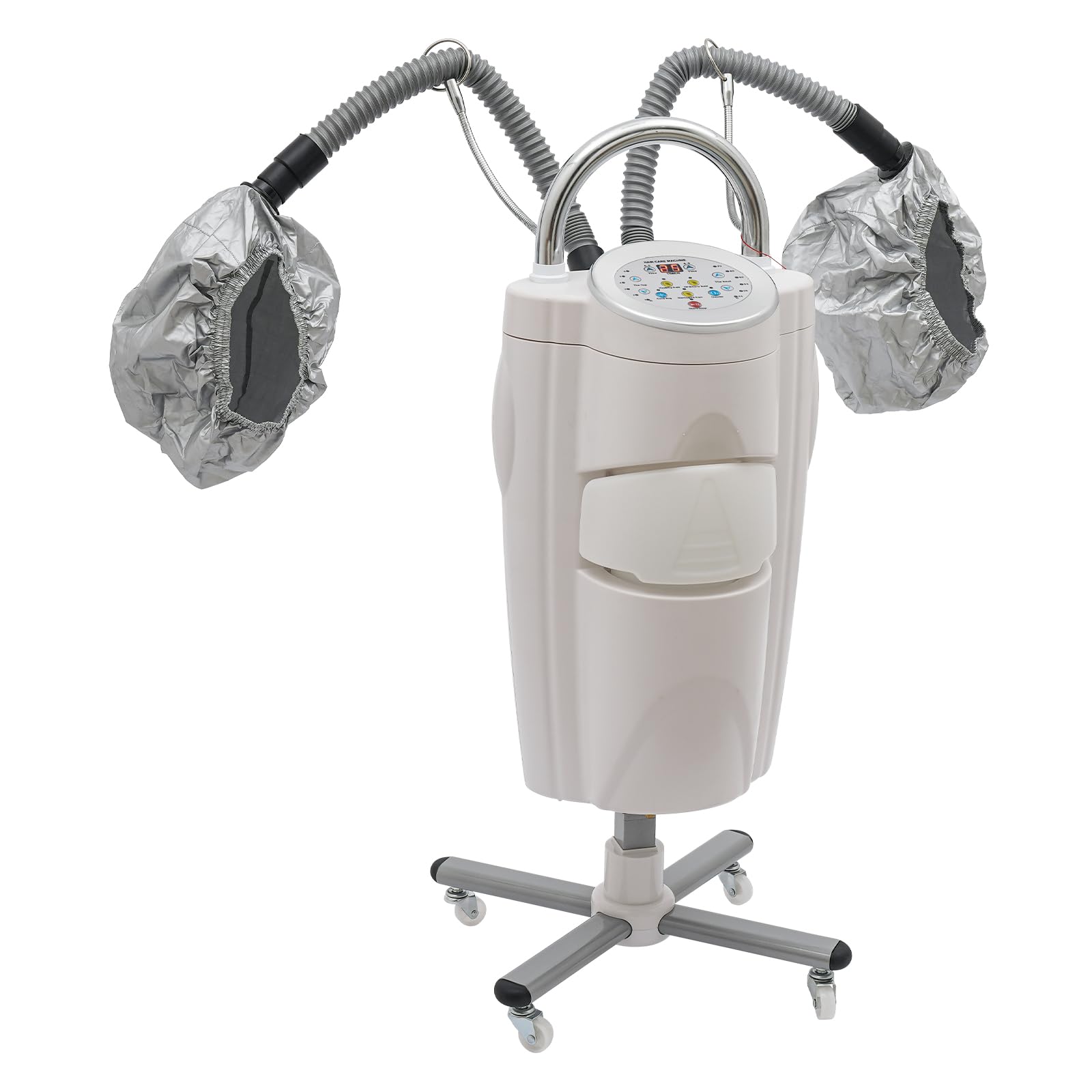 Salon Hair Steamer, Professional O3 Ozone Micro Mist Hairdressing Care Hood with 2 Evaporation Caps, Temperature & Time Adjustable, with Wheels