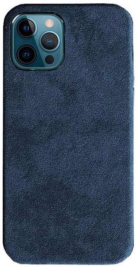 Étui en alcantara pour iPhone 12 bleu anti-rayure et anti-glisse premium