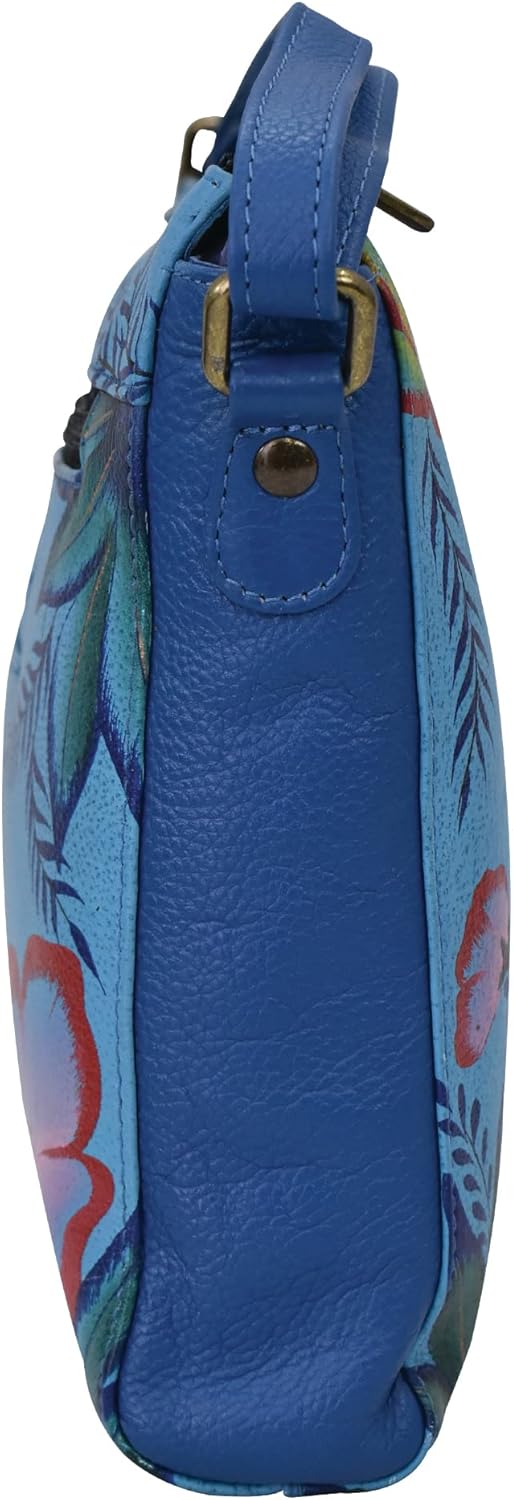 Anna by Anuschka Women's Hand-painted Women's Genuine Leather Slim Medium Crossbody
