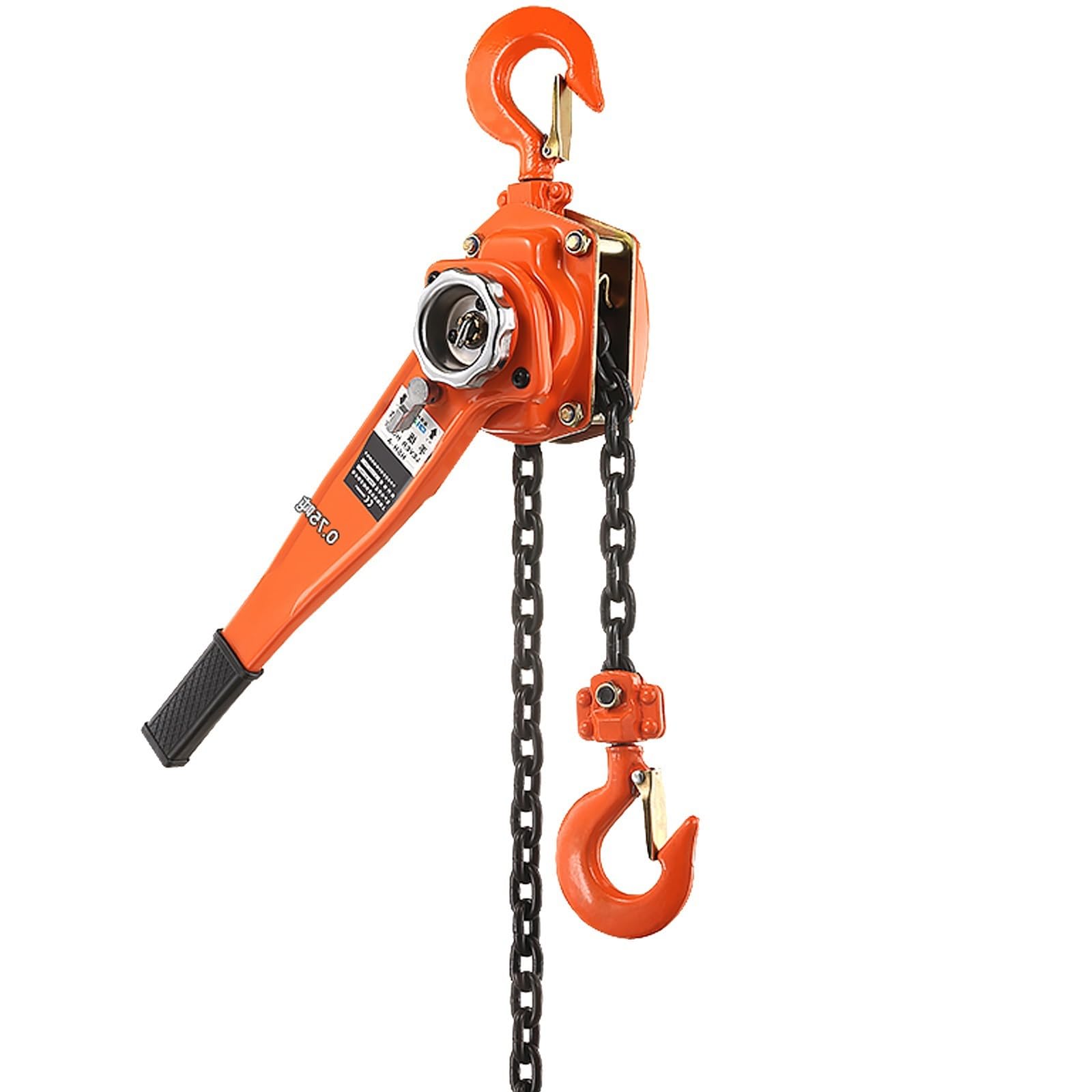 Sollevatore manuale a catena resistente, con freno a cricchetto, alloggiamento in acciaio legato, gancio girevole a 360 gradi, ideale per sollevamento e sartiame (capacità 1,5 tonnellate)