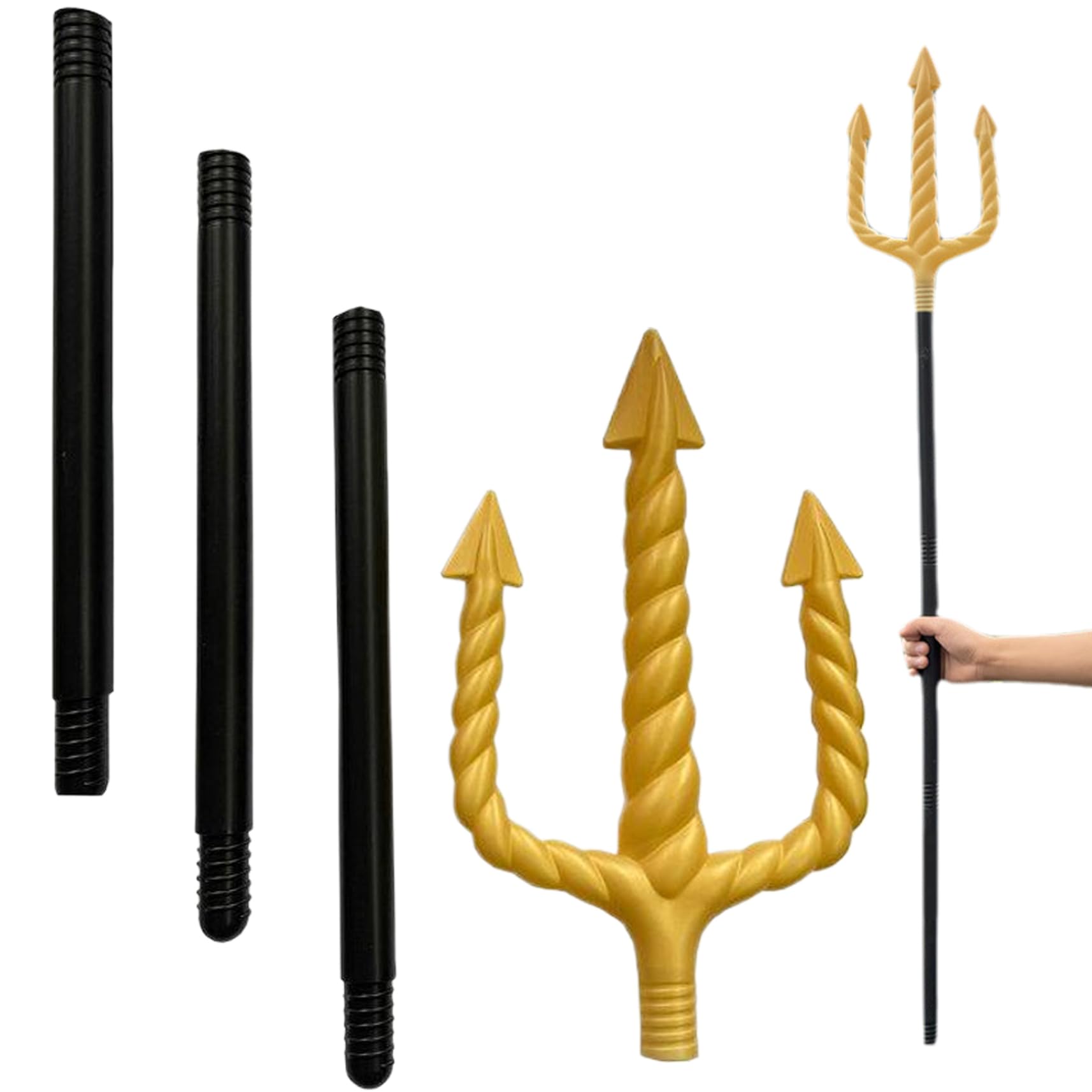 Trident lance dorée de 119 cm pour incarner le roi des mers et créatures d'Halloween