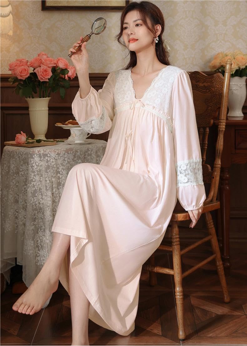 Women's Vintage Victorian Sleepwear Sleeveless/Short/Long Sleeve Sheer Nightgown Pajamas Nightwear Lounge Dress - Image 4