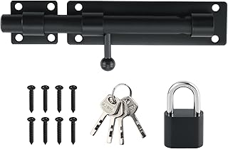 Alise 8inch Barrel Bolt Latch, Slide Bolt Latch, Heavy Duty Solid SUS304 Stainless Steel Slide Lock for Wooden Fence,Barn Door,Interior or Outdoor Door.Matte Black