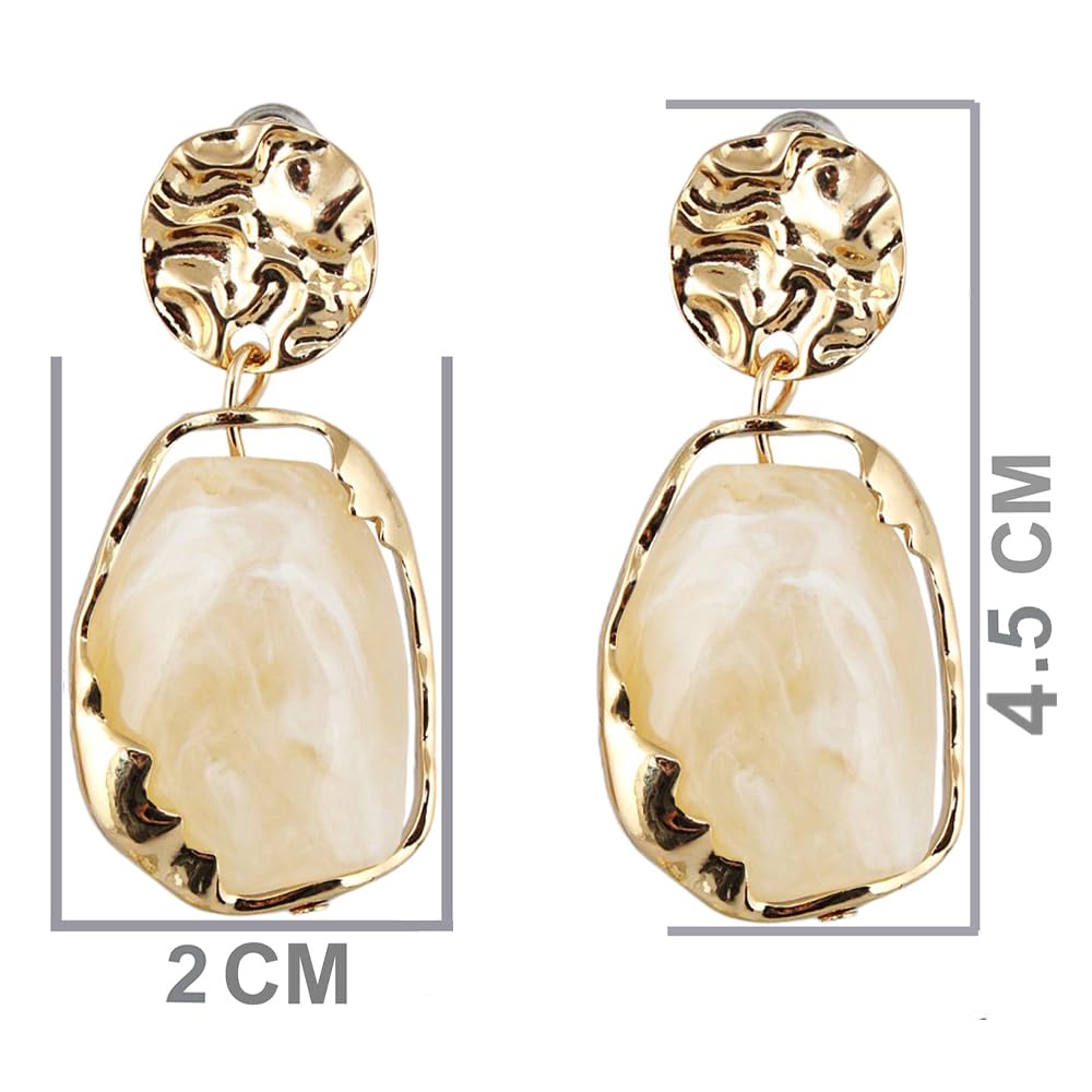 18k Plated Stone Dangle Earrings For Women
