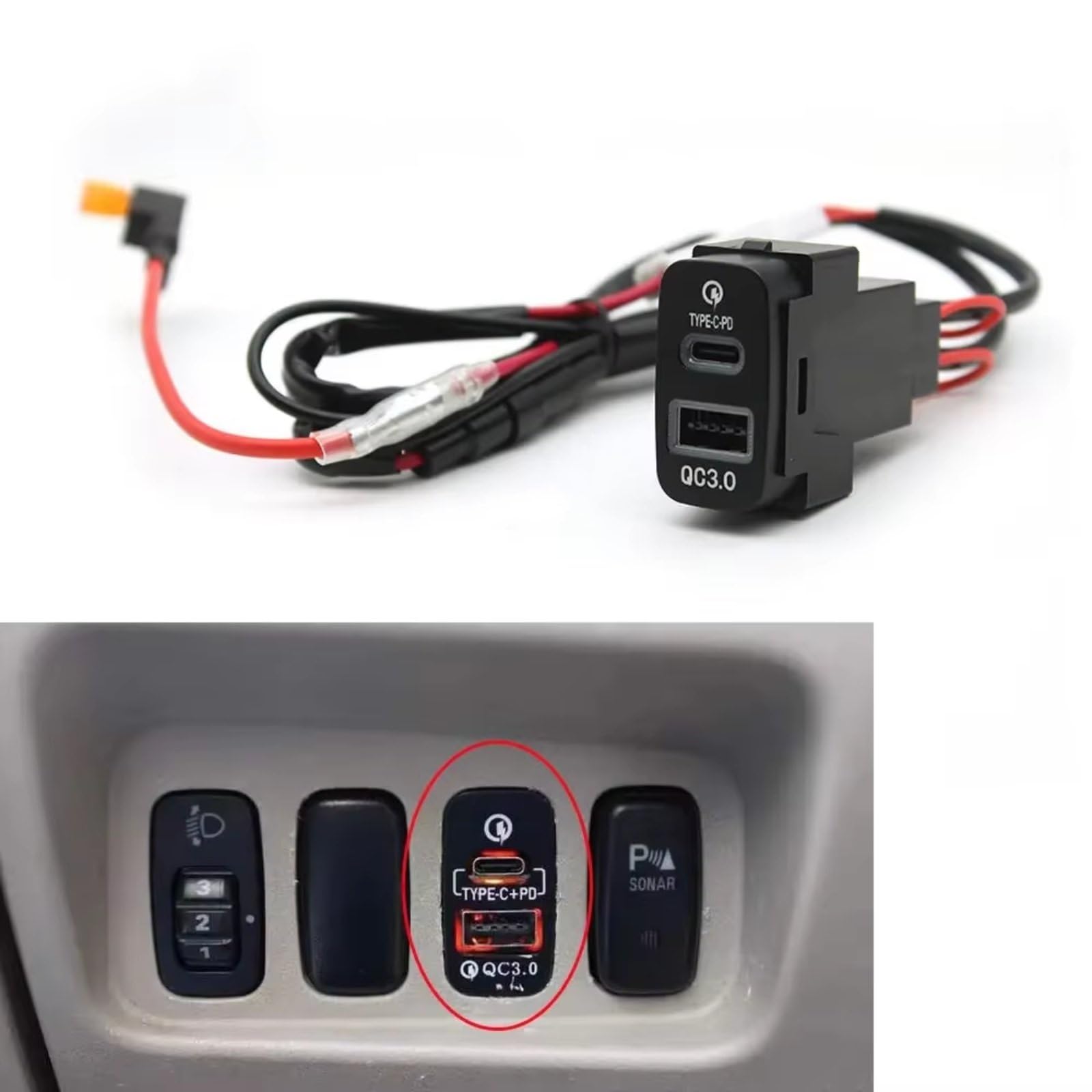 Consola Central Con Puerto USB Compatible Con Mitsubishi Para Outlander Para Lancer Coche Adaptador Cargador Enchufe Interfaz PD Para TYPE-C Puerto USB AUX Jack