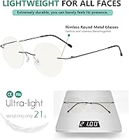 Vista 4 de Eyekepper Gafas progresivas sin marco, multienfoque, lectores con filtro de luz azul, redondas, retro, lentes de lectura para hombres y mujeres