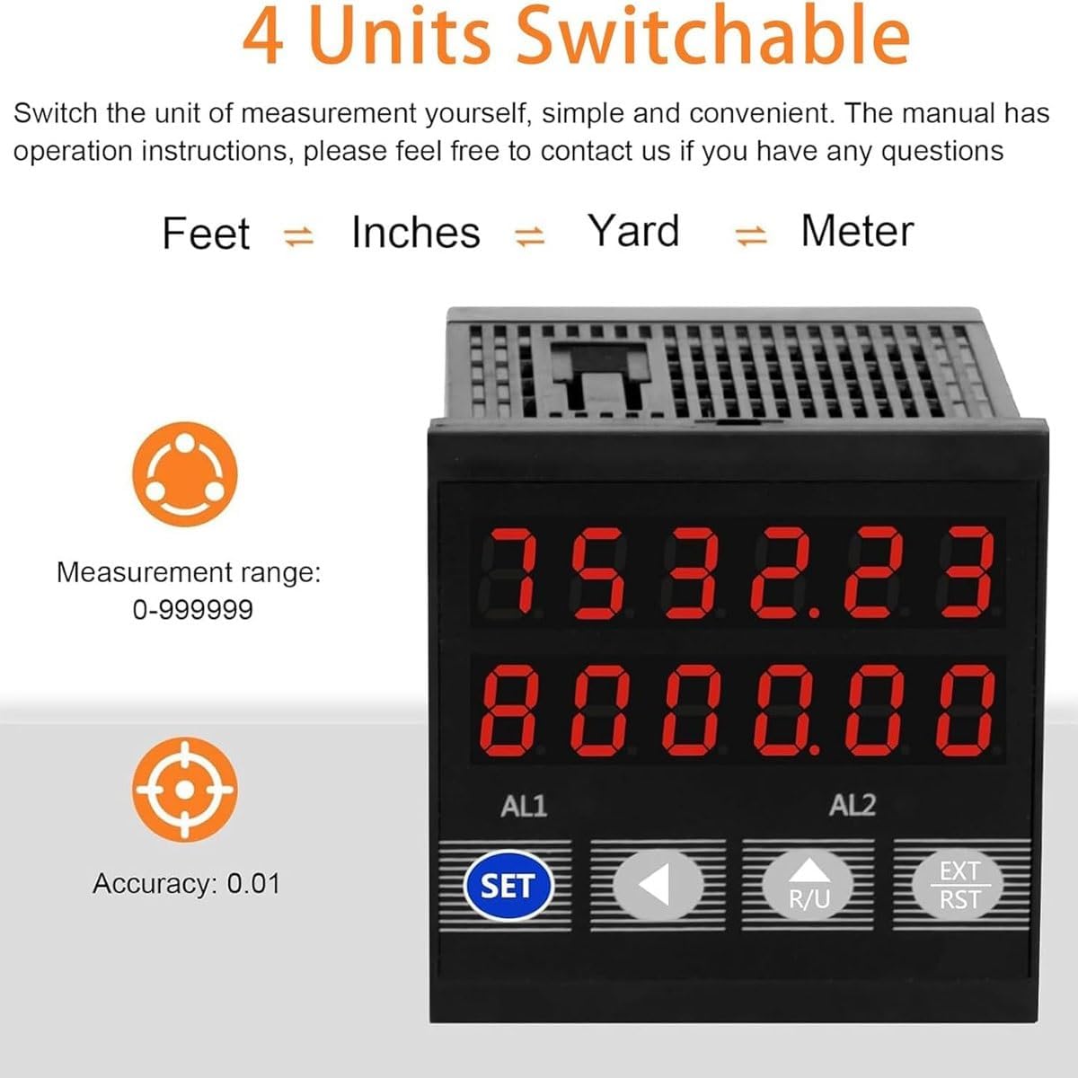 Digital Length Meter Counter,Rolling Wheel Electronic Digital Meter Counter with Encoder, Single Measuring Wheel, 0-999999 Mechanical Length Measure Tool,for Cable Wire Fishing Line
