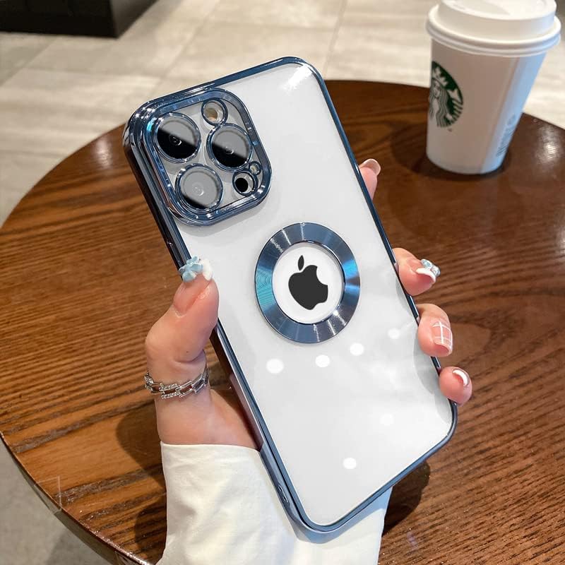 Miniatura 4 de Funda para iPhone 13 Pro con protector de lente de cámara, vista de logotipo para mujeres y hombres, chapado suave, transparente, delgada,