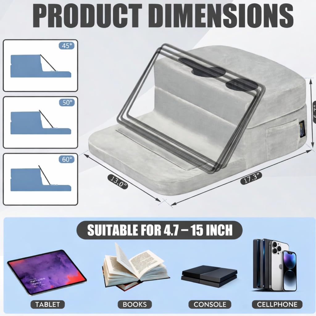 TabCouchCaddy - Couch Cup Holder Tray Pillow - Bed, Couch Caddy, Sofa, RV & Car - Holds Drinks, Snacks, Remotes, Phones, Kindle, Tablet | Bed Cup Holder (): Grey