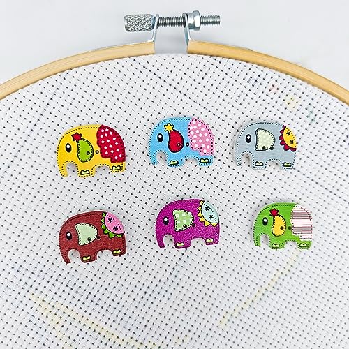 Image of 4 Pieces Painted Elephant Needle Minder，Magnetic Pin Holder for Cross Stitch, Needlework and Embroidery Accessories，Magnetic Needle Nanny