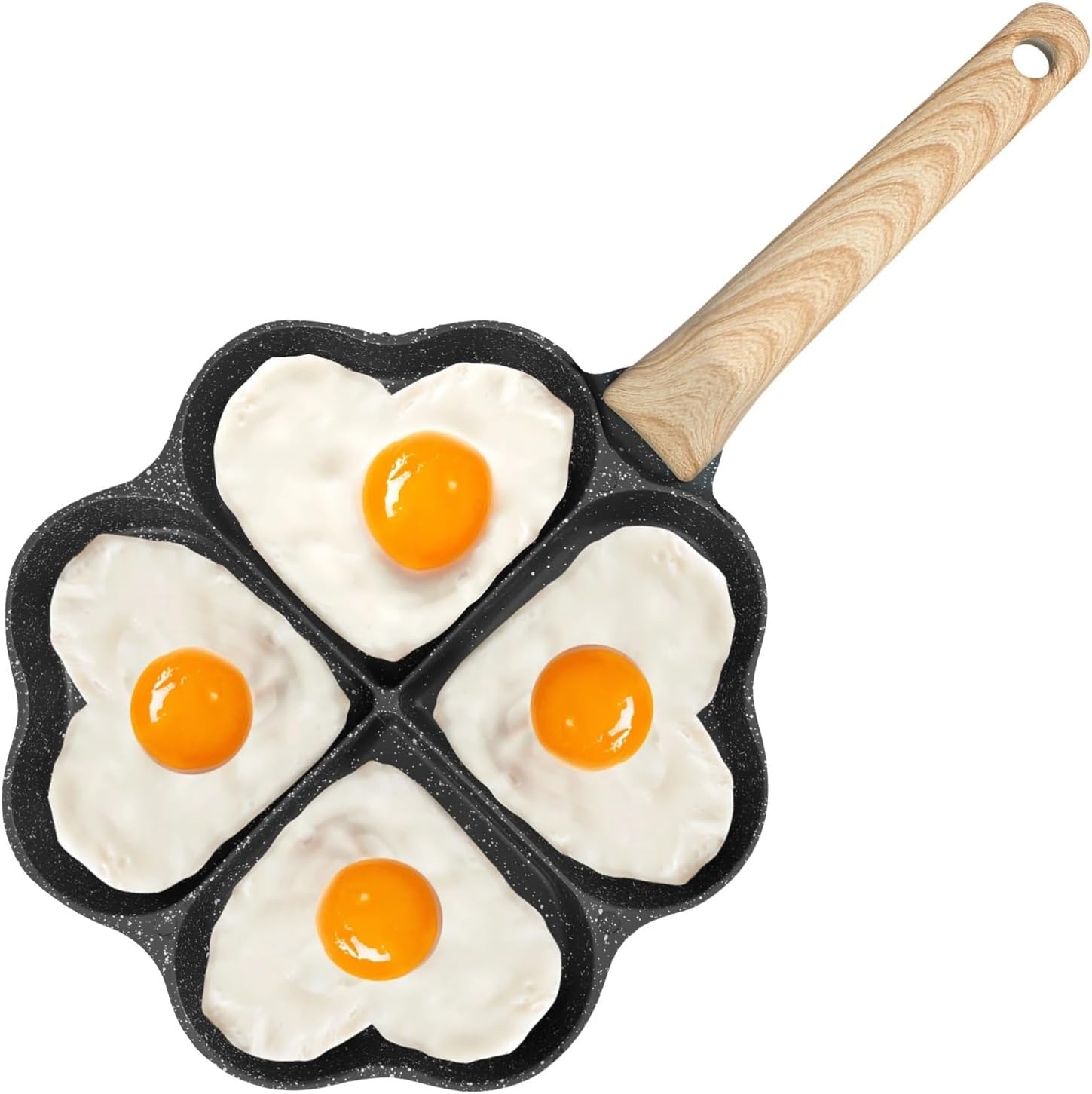 Egg Frying Pan 4-Cup Heart Omelette Pans Non-Stick Skillet Aluminum Alloy Cooker For Gas Stove Induction Cookware(BlacK)