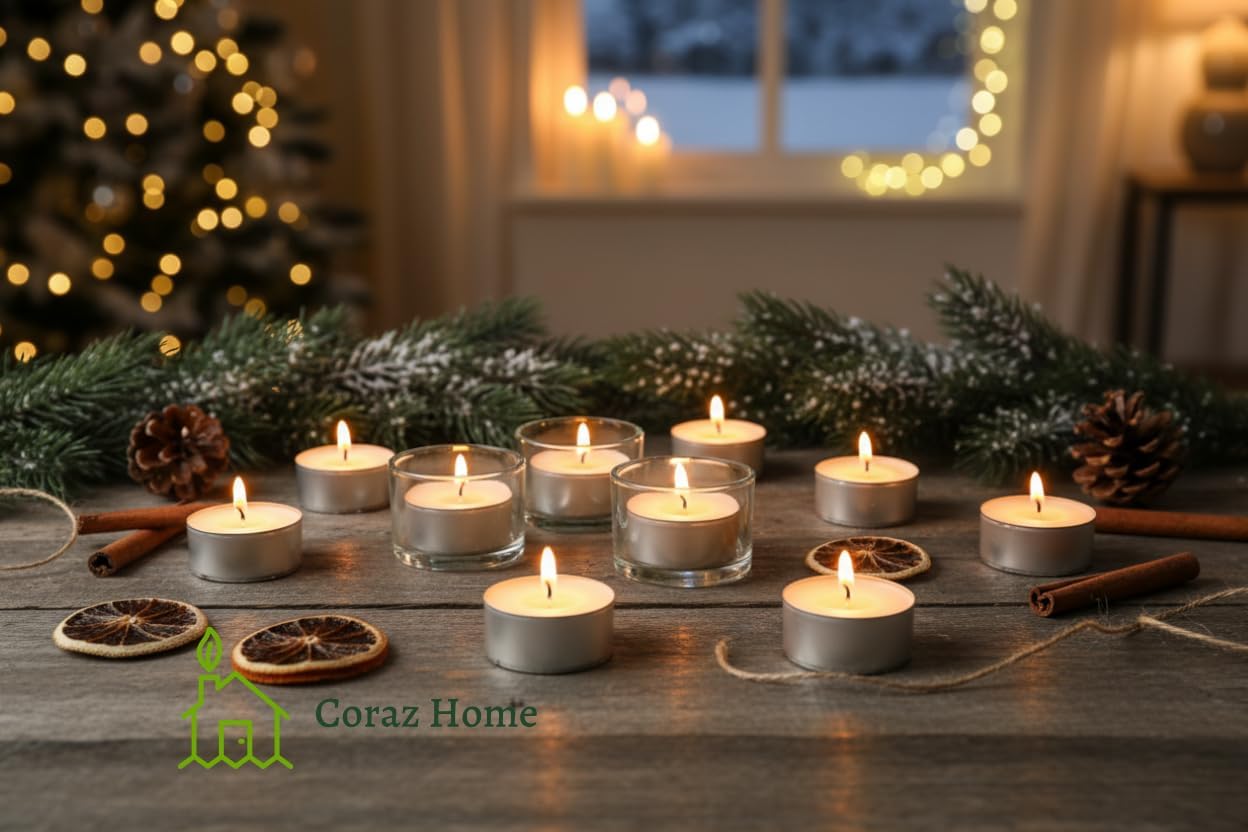 Pack of 75 Natural Unscented Tealights 100% Rapeseed Canola Wax Vegetable Wax Tea Lights Night Lights Paraffin-Free Burning Time 6-7 Hours in Aluminium Cup in Kraft Box Plastic Free