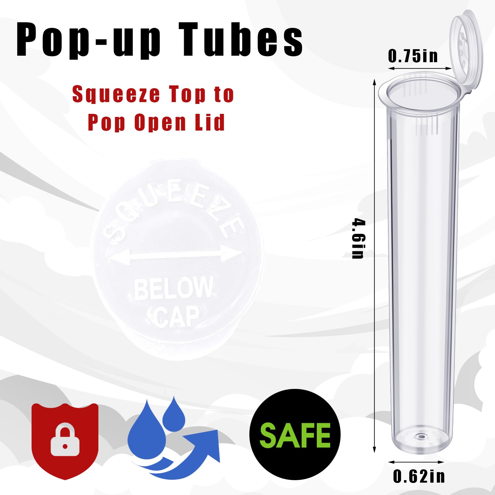 Frienda 1000 tubos de plástico transparentes de 116 mm a granel, impermeables, contenedores de plástico con tapas
