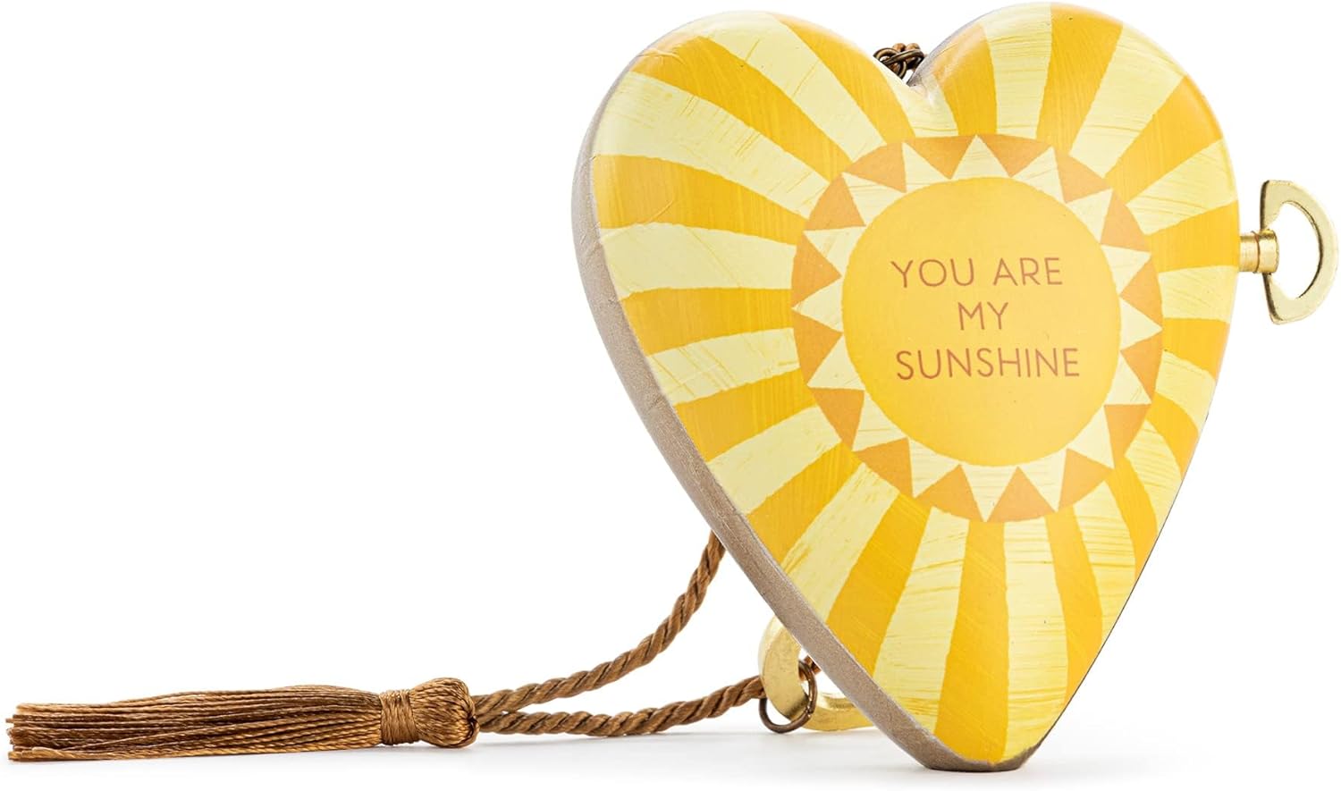 DEMDACO Sunshine Yellow 3.5 x 3.5 Resin Stone Musical Art Heart Token Plays You are My Sunshine
