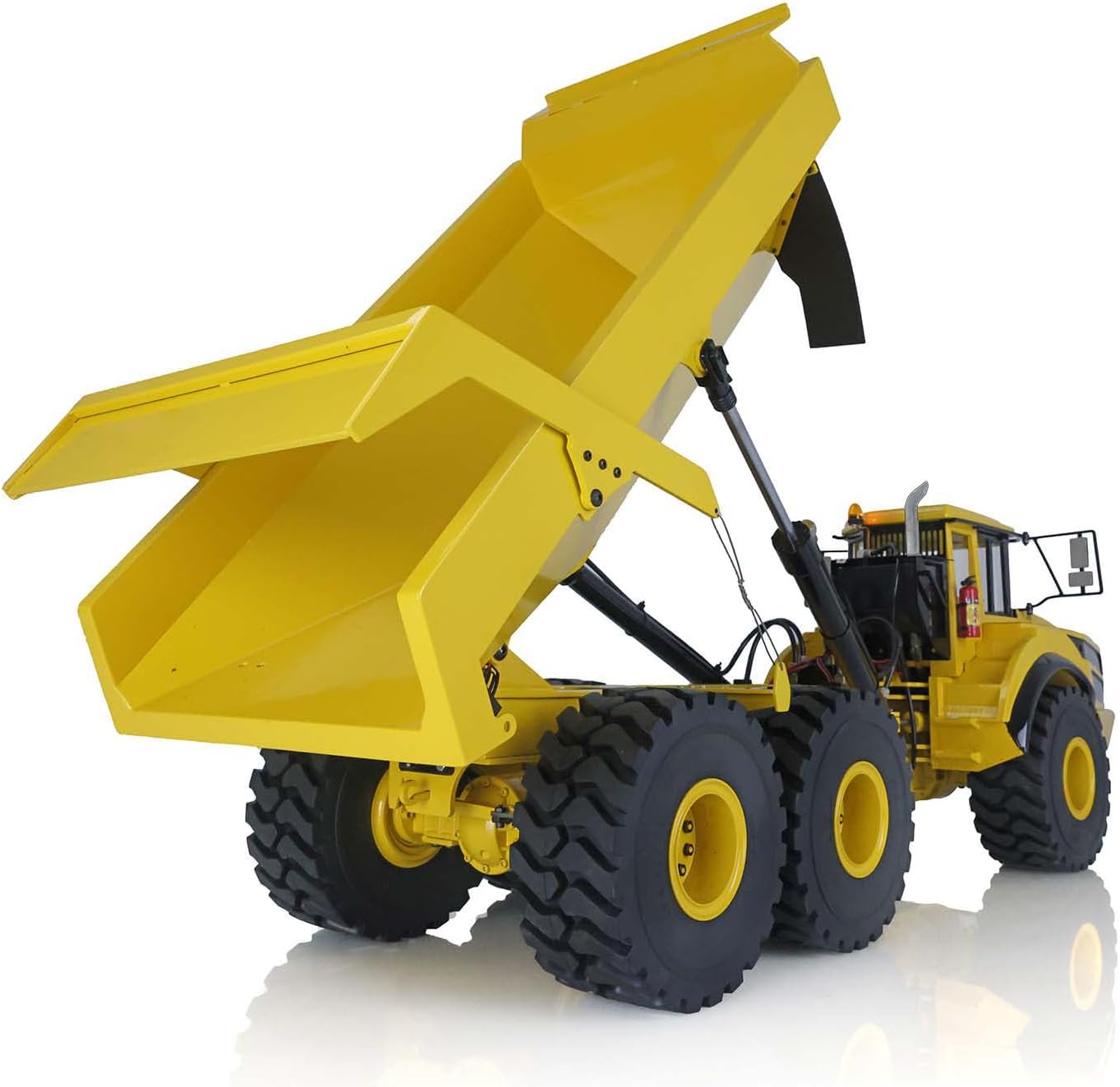 XDRC RC 1/14 6 * 6 Hydraulic Lifting Articulated Truck Dumper Model Metal Motor Servo ESC Light Sound RC Hydraulic Heavy Machine Yellow