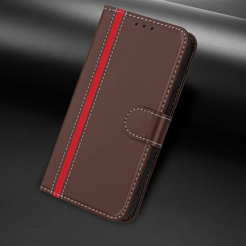 Generic Étui compatible avec Google Pixel 5 XL/Pixel 4A 5G (couleur : marron) étui à rabat en cuir à motif ligne latérale antichoc